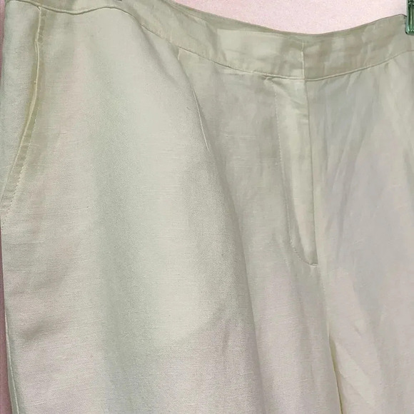 Ruby Rd Linen Blend Crop Straight Leg Pants Beaded Split Hem Plus Size 18W White - Picture 6 of 16